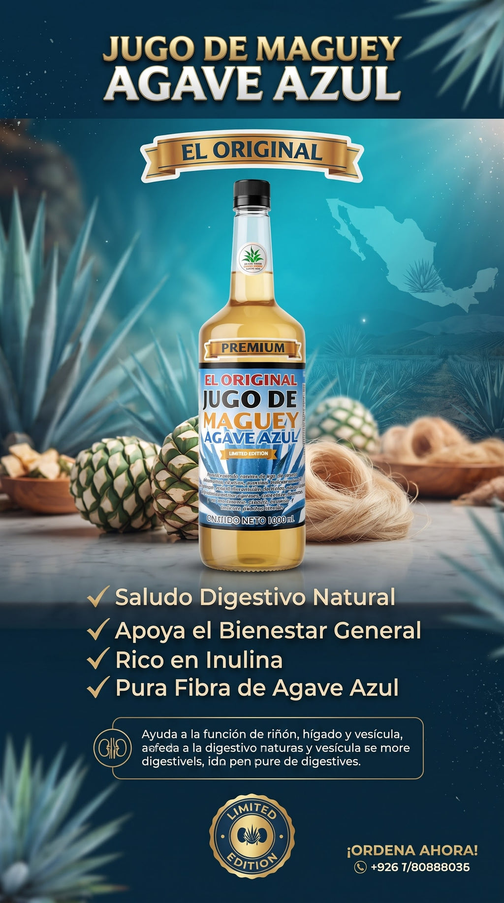 JUGO DE MAGUEY AGAVE AZUL 1 LT